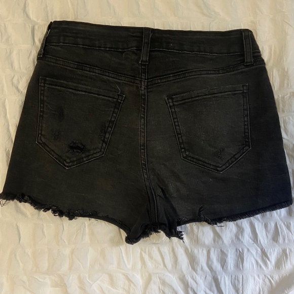 Just USA Distressed Black Denim Jean Shorts Button Up - 27 - Picture 5 of 7
